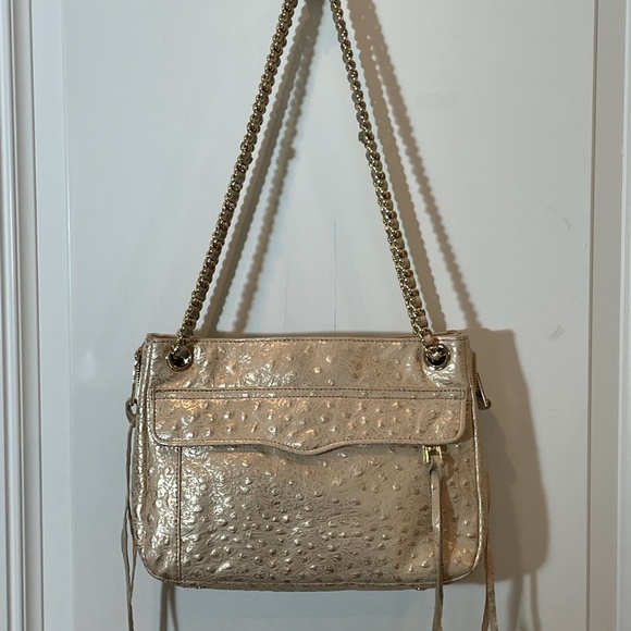 Rebecca Minkoff Handbags - Rebecca Minkoff Ostrich Swing Bag Metallic Champagne Leather